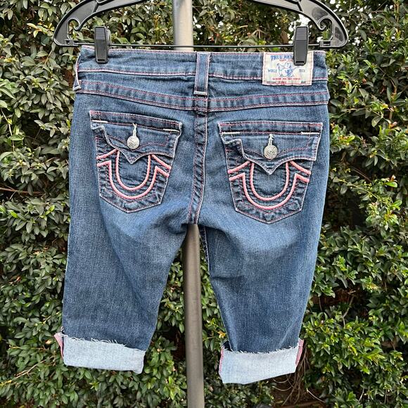 Y2K True Religion Cut Off Denim Shorts USA Made 26 - Picture 1 of 10